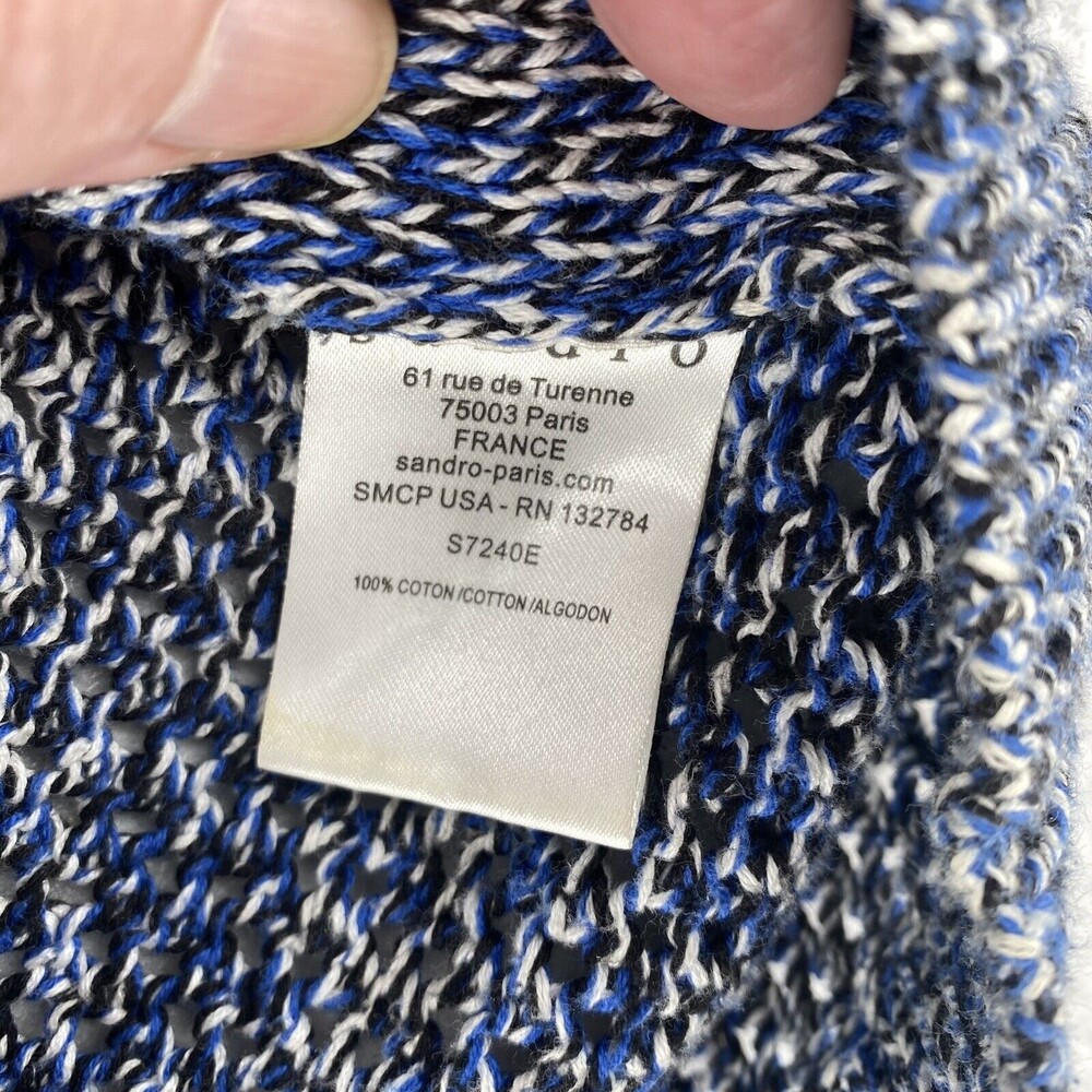 Sandro Paris Blue White Space Dye Cable Knit Cotton Sweater Size 3 Large L - Picture 7 of 11